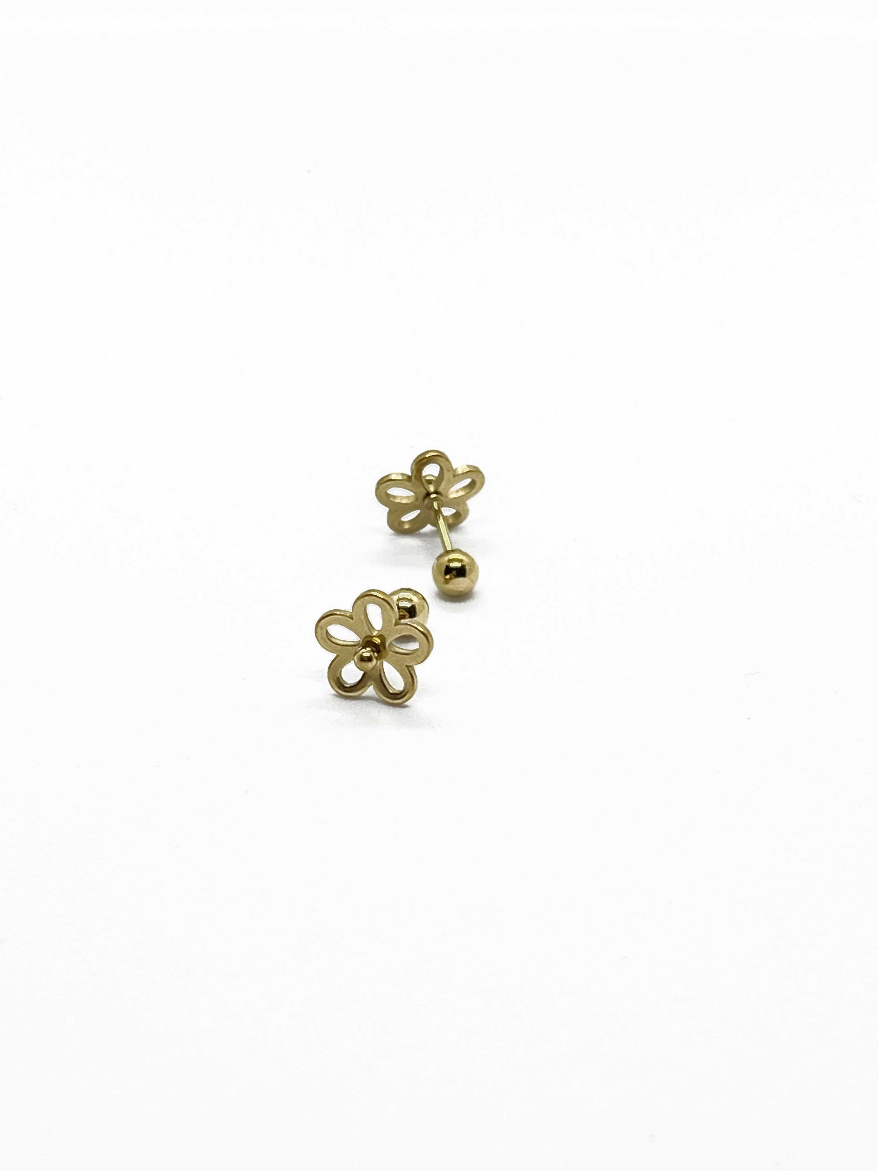 Sweet Floral Stud Earrings – 18K Gold Plated Stainless Steel - View 4