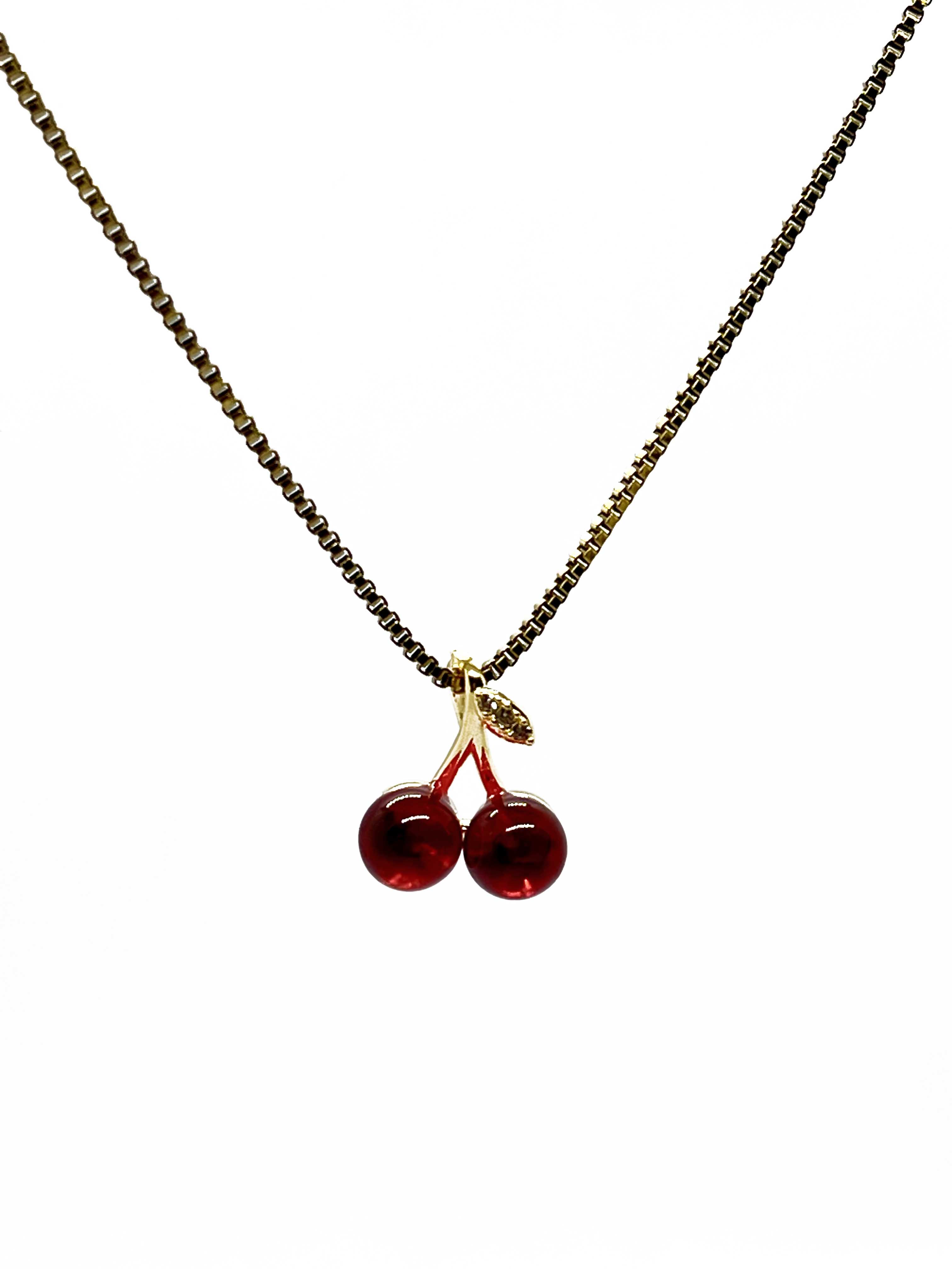 Korean Western Cherry Pendant – Elegant & Non-Tarnish Stainless Steel