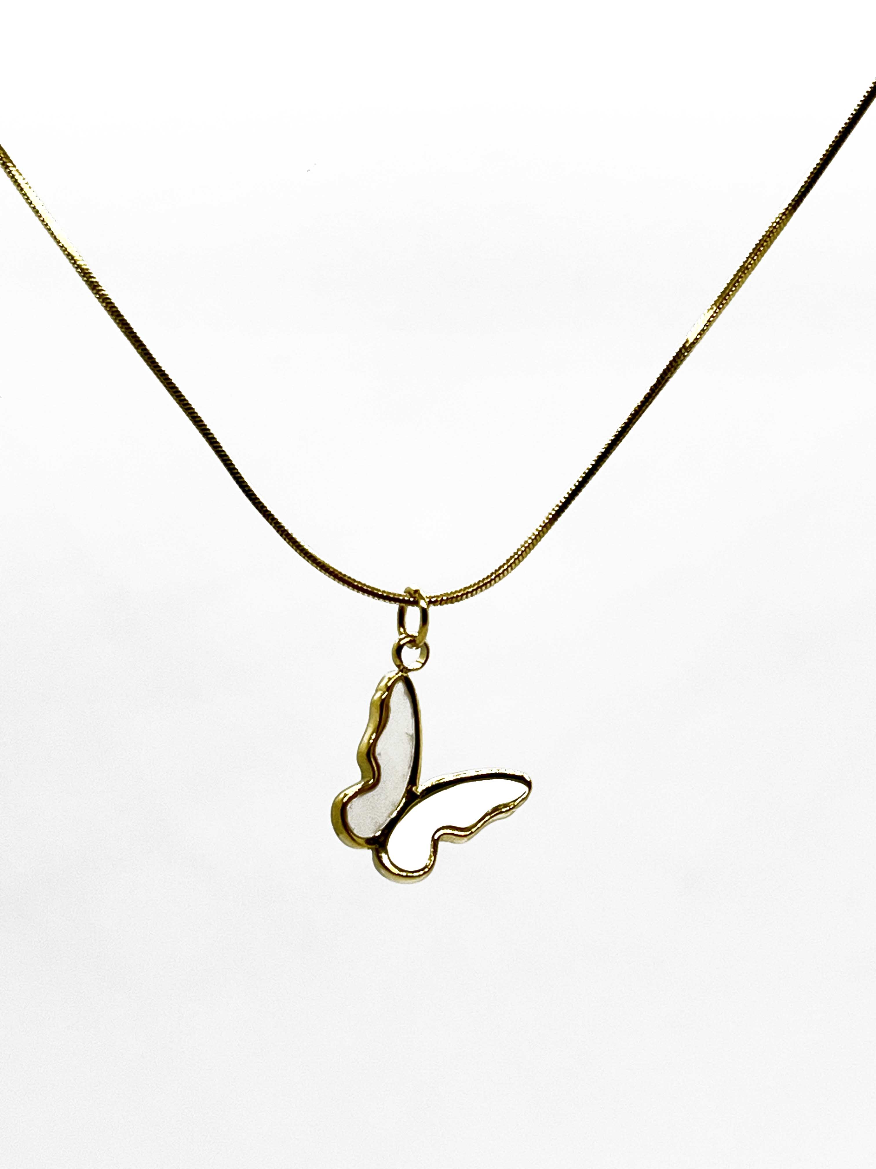 Butterfly Waterproof Non Tarnish Pendant Necklace